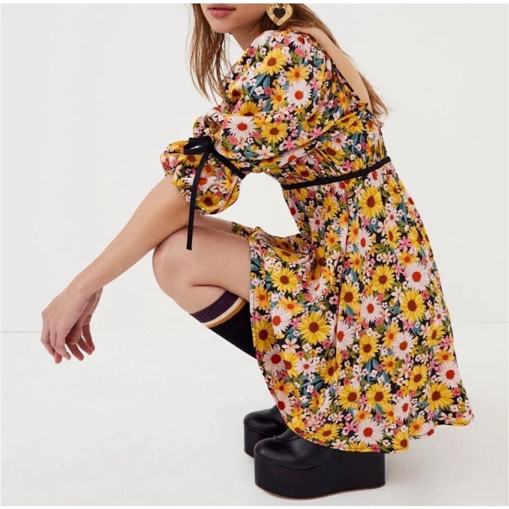 New For Love & Lemons Sylvia Puff Sleeve Mini Dress Size S - Picture 5 of 15